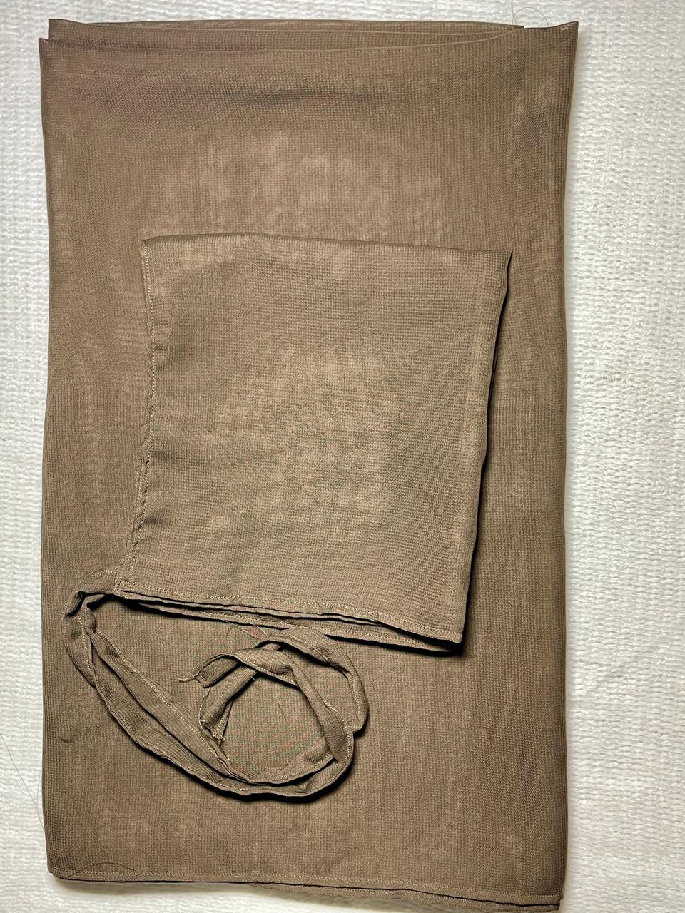 Plain Georgette Hijab & Naqab - Dark Brown