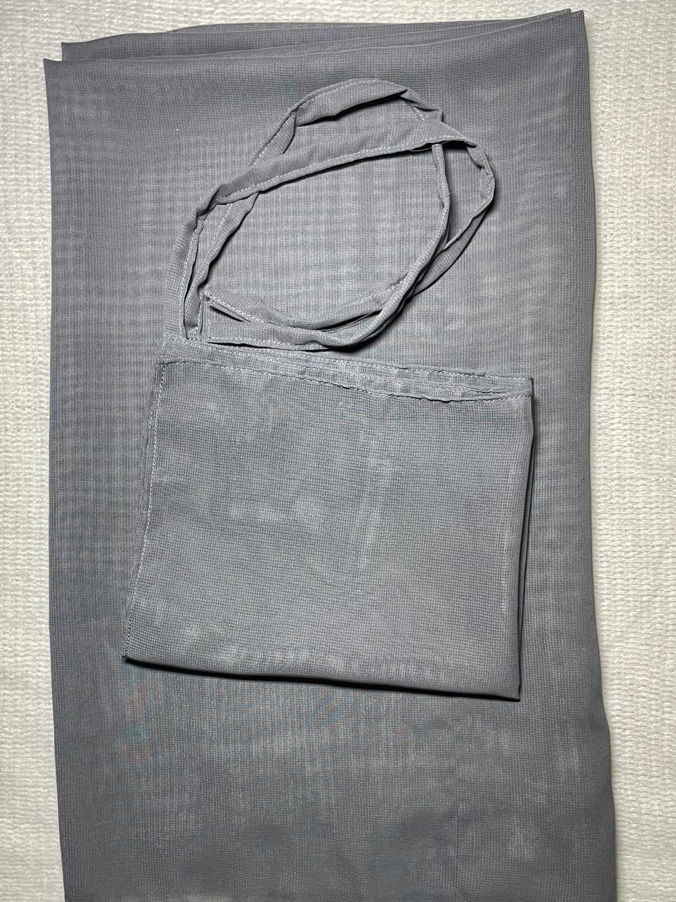 Plain Georgette Hijab & Naqab - GRAY