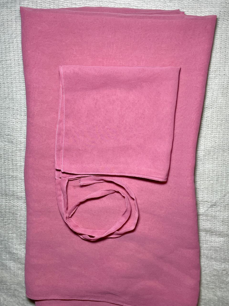 Plain Georgette Hijab & Naqab - Pink