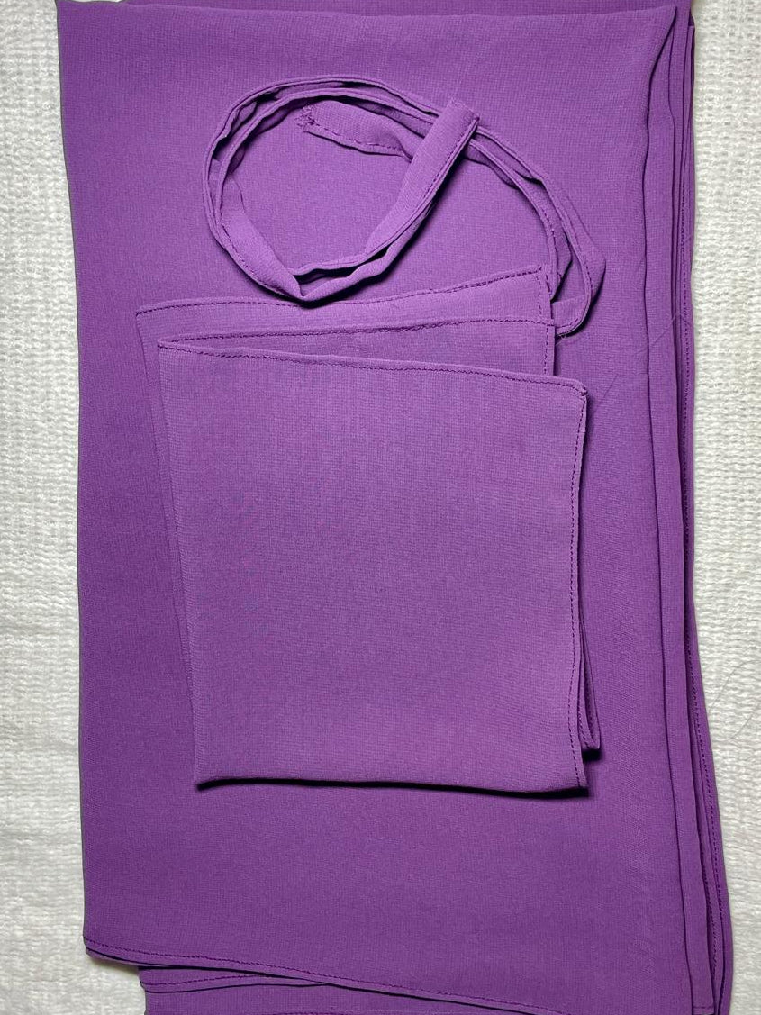 Plain Georgette Hijab & Naqab - Purple