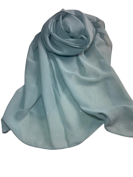 Moon Dust Georgette Hijab Dusty Blue - Shimmer Lightweight Elegant 72x28 Inches | SatrStudio