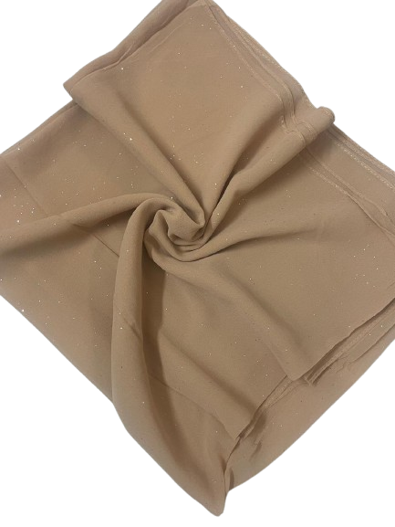 Moon Dust Georgette Hijab Nude Brown - Shimmer Lightweight Elegant 72x28 Inches | SatrStudio