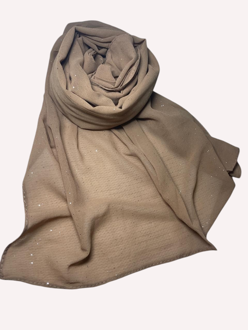 Moon Dust Georgette Hijab Taupe Beige - Shimmer Lightweight Elegant 72x28 Inches | SatrStudio