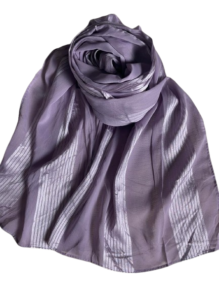 Purple scarf with a subtle pattern on a white background