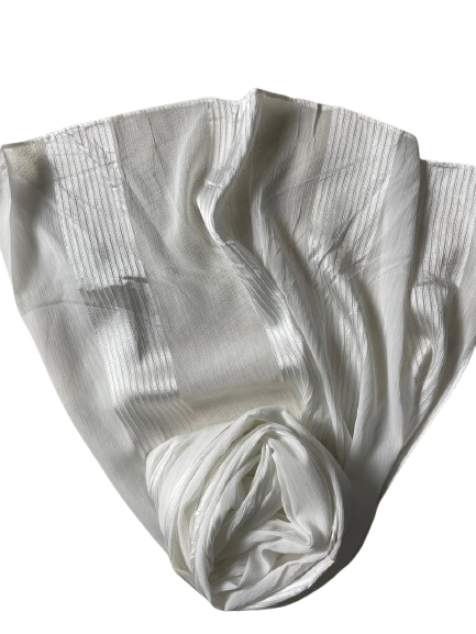 White fabric with subtle pattern on a white background