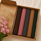 Georgette hijab bundle pack of 5 in brown, pink, charcoal, tan and green gift box