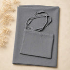 Plain georgette hijab and niqab set in slate grey folded flat