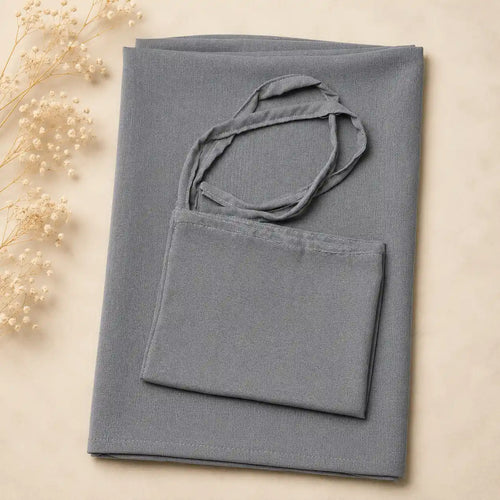 Plain georgette hijab and niqab set in slate grey folded flat